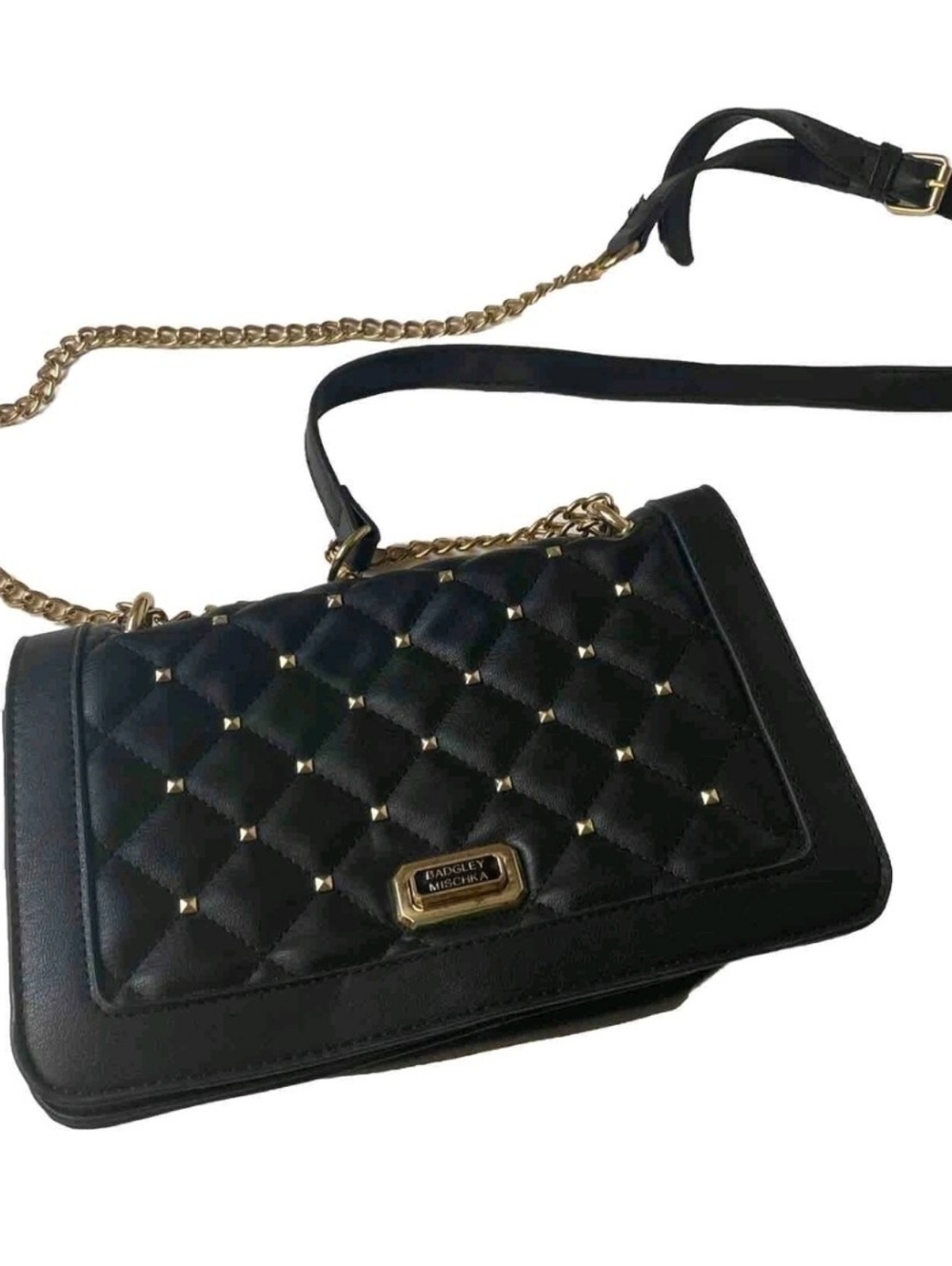 Badgley Mischka- Black Shoulder Bag with Gold Hardware